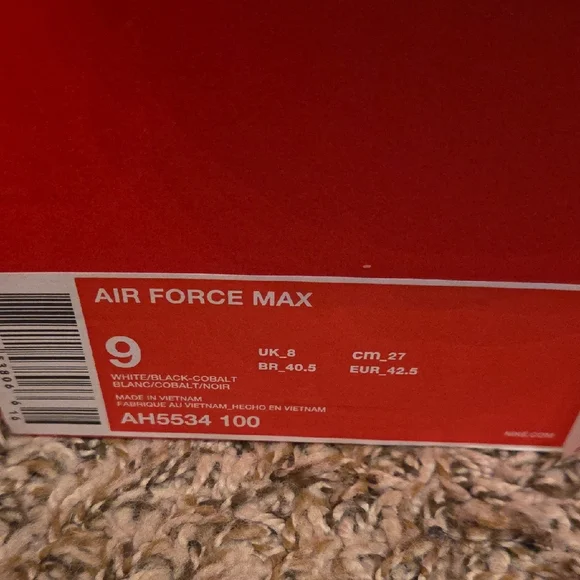 Nike Mens Air Force Max White Black Sneakers - Picture 3 of 9